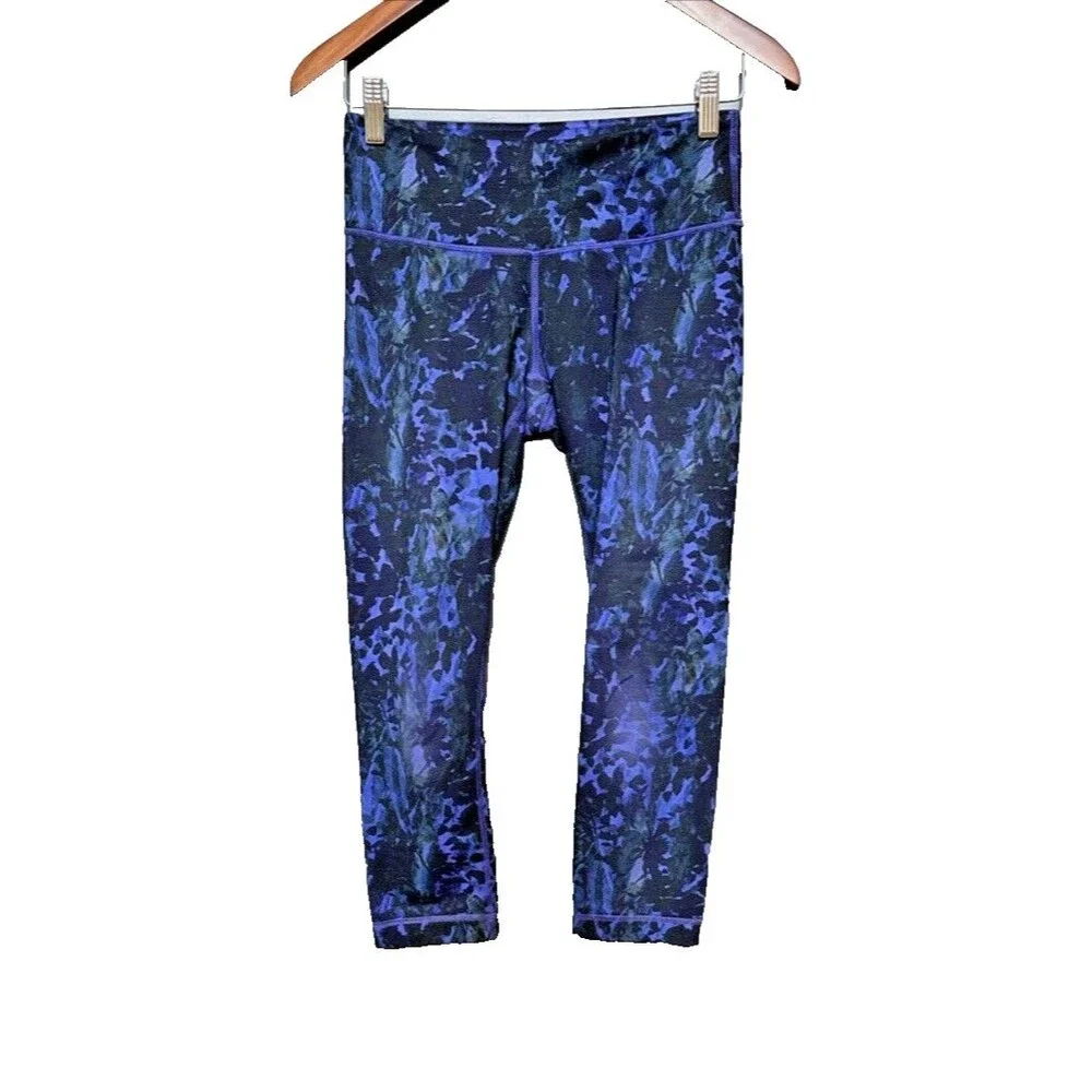 Lululemon Wunder Under Crop Leggings Sz 6 22” Multicolor Print Yoga Gym